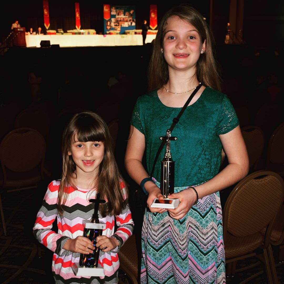 Very proud of Kate and Sara for being recognized with Centurion of Scripture awards at Lads to Leaders Convention, because they memorized 100 verses. #faith #family